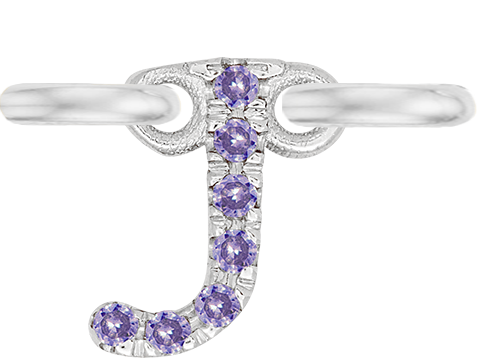 White Gold, Lilac Sapphire Letter - Roxanne First