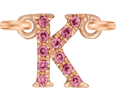 Rose Gold, Pink Sapphire Letter - Roxanne First