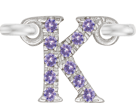 White Gold, Lilac Sapphire Letter - Roxanne First