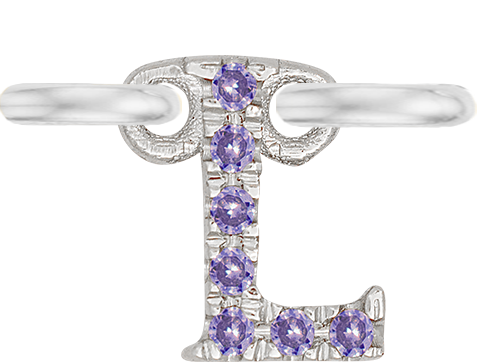 White Gold, Lilac Sapphire Letter - Roxanne First