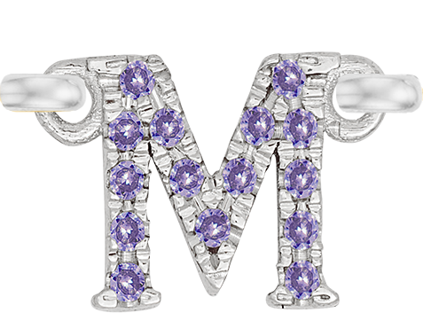 White Gold, Lilac Sapphire Letter - Roxanne First