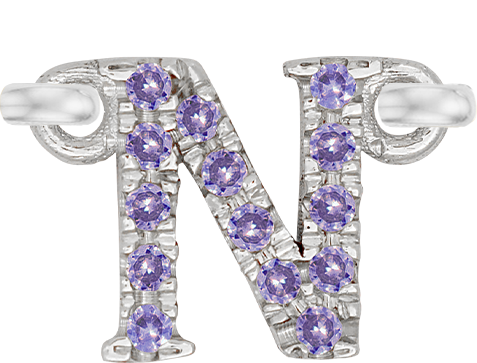 White Gold, Lilac Sapphire Letter - Roxanne First