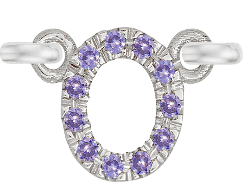 White Gold, Lilac Sapphire Letter - Roxanne First