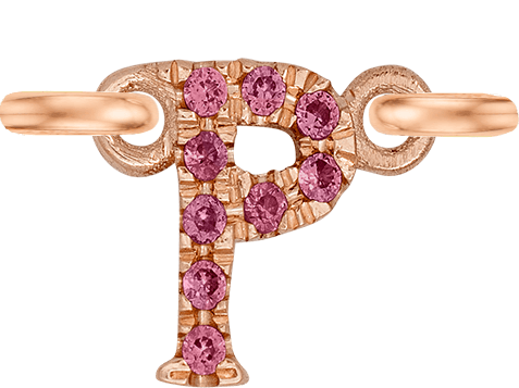 Rose Gold, Pink Sapphire Letter - Roxanne First