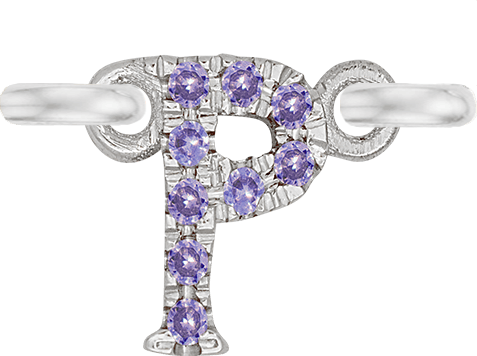 White Gold, Lilac Sapphire Letter - Roxanne First