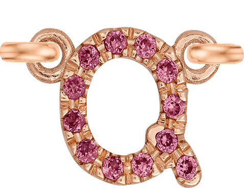 Rose Gold, Pink Sapphire Letter - Roxanne First