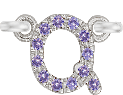 White Gold, Lilac Sapphire Letter - Roxanne First