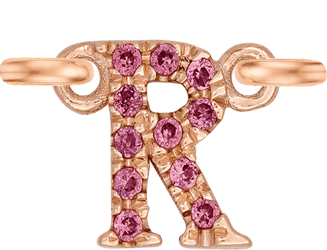 Rose Gold, Pink Sapphire Letter - Roxanne First