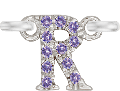 White Gold, Lilac Sapphire Letter - Roxanne First