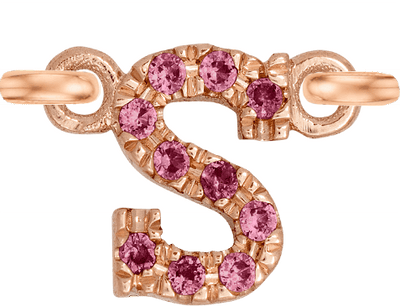 Rose Gold, Pink Sapphire Letter - Roxanne First