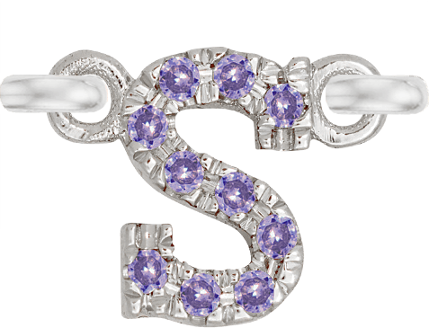 White Gold, Lilac Sapphire Letter - Roxanne First