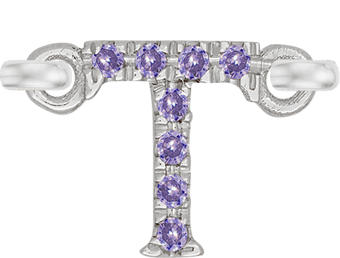 White Gold, Lilac Sapphire Letter - Roxanne First