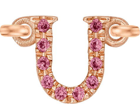 Rose Gold, Pink Sapphire Letter - Roxanne First