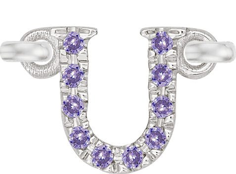 White Gold, Lilac Sapphire Letter - Roxanne First