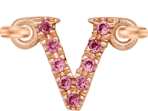 Rose Gold, Pink Sapphire Letter - Roxanne First