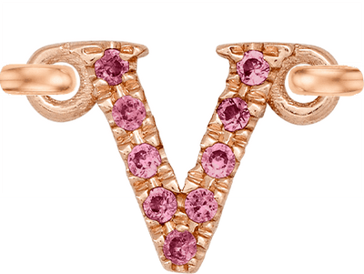 Rose Gold, Pink Sapphire Letter - Roxanne First