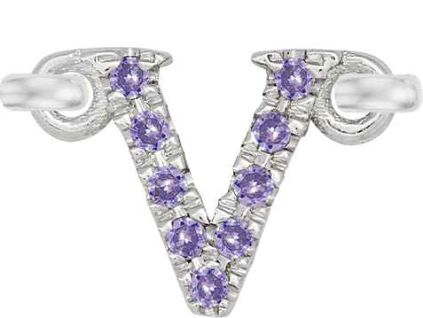 White Gold, Lilac Sapphire Letter - Roxanne First