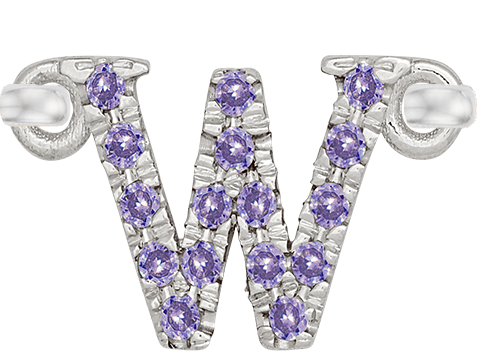 White Gold, Lilac Sapphire Letter - Roxanne First