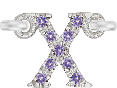 White Gold, Lilac Sapphire Letter - Roxanne First