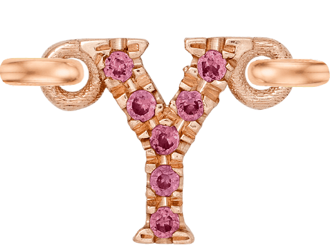 Rose Gold, Pink Sapphire Letter - Roxanne First