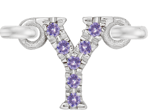 White Gold, Lilac Sapphire Letter - Roxanne First