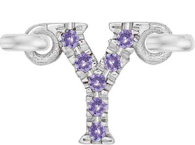 White Gold, Lilac Sapphire Letter - Roxanne First