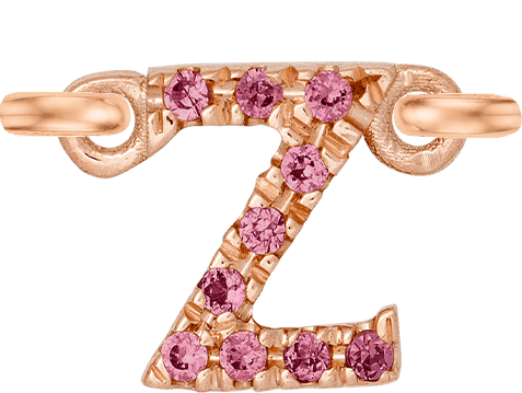 Rose Gold, Pink Sapphire Letter - Roxanne First