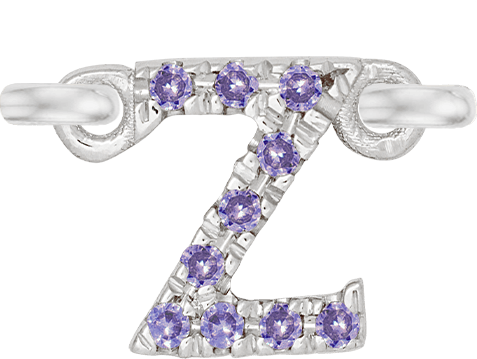 White Gold, Lilac Sapphire Letter - Roxanne First