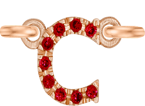 Rose Gold, Ruby Letter - Roxanne First