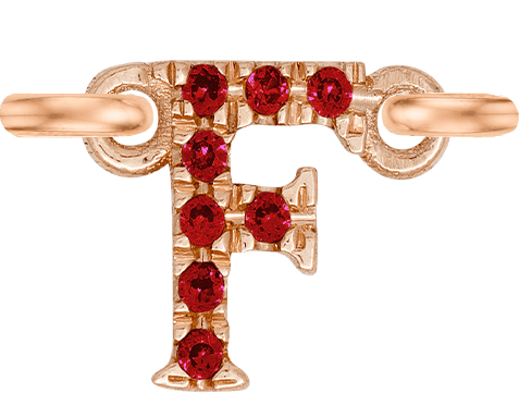 Rose Gold, Ruby Letter - Roxanne First