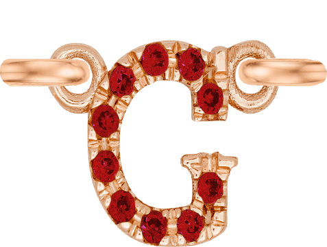 Rose Gold, Ruby Letter - Roxanne First