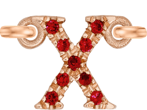 Rose Gold, Ruby Letter - Roxanne First