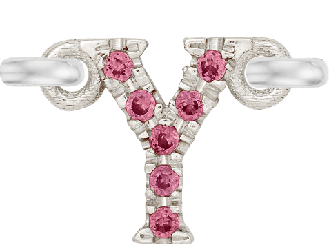 White Gold, Pink Sapphire Letter - Roxanne First