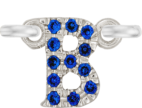 White Gold, Blue Sapphire Letter - Roxanne First