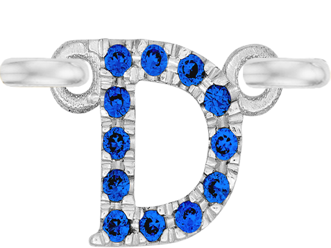 White Gold, Blue Sapphire Letter - Roxanne First