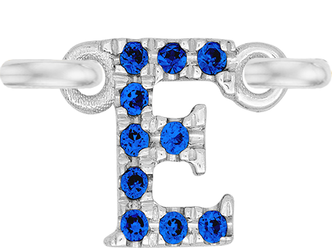 White Gold, Blue Sapphire Letter - Roxanne First