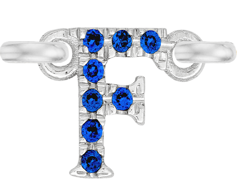 White Gold, Blue Sapphire Letter - Roxanne First