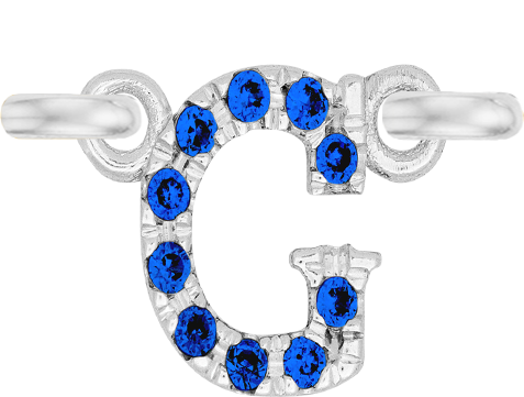 White Gold, Blue Sapphire Letter - Roxanne First