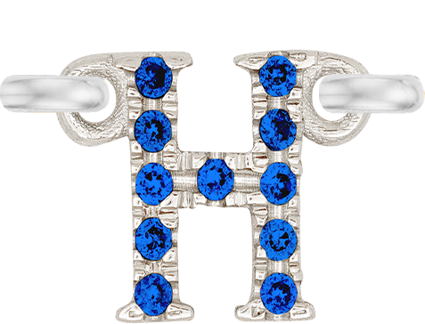 White Gold, Blue Sapphire Letter - Roxanne First