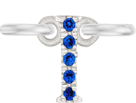 White Gold, Blue Sapphire Letter - Roxanne First