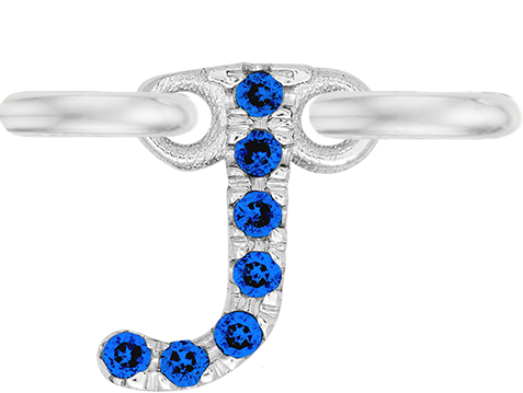 White Gold, Blue Sapphire Letter - Roxanne First