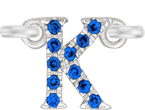 White Gold, Blue Sapphire Letter - Roxanne First