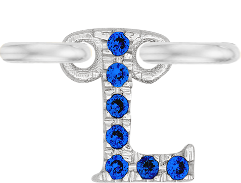 White Gold, Blue Sapphire Letter - Roxanne First