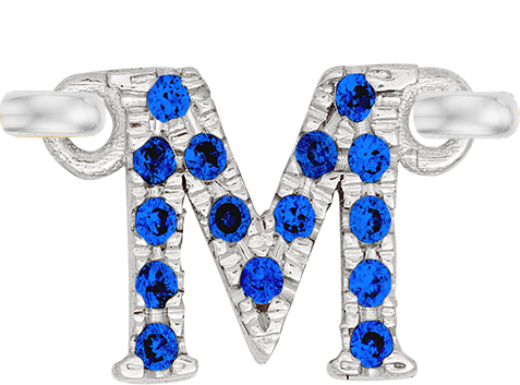 White Gold, Blue Sapphire Letter - Roxanne First