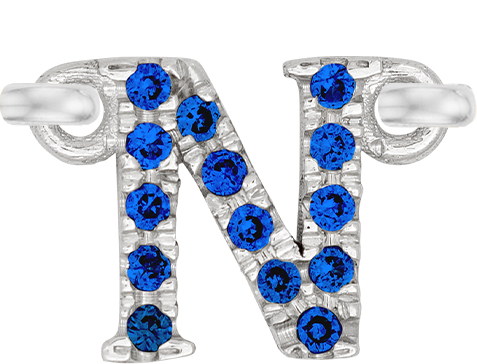 White Gold, Blue Sapphire Letter - Roxanne First