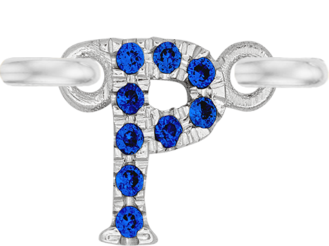 White Gold, Blue Sapphire Letter - Roxanne First