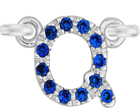 White Gold, Blue Sapphire Letter - Roxanne First