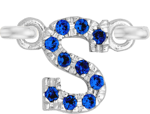 White Gold, Blue Sapphire Letter - Roxanne First