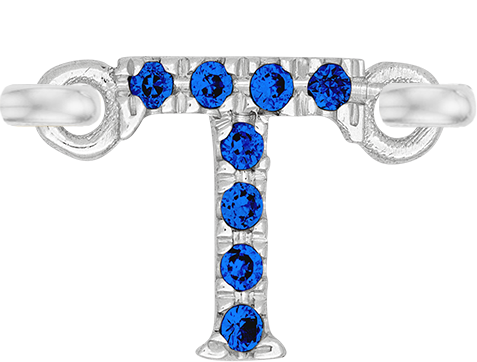 White Gold, Blue Sapphire Letter - Roxanne First