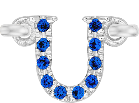 White Gold, Blue Sapphire Letter - Roxanne First